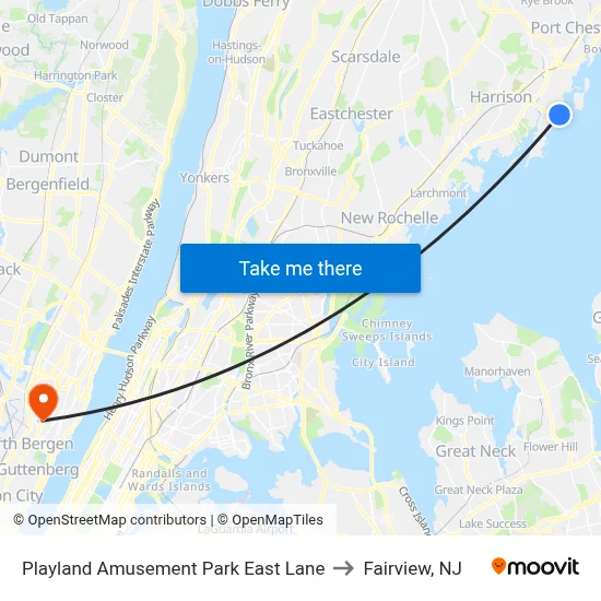 Playland Amusement Park East Lane to Fairview, NJ map