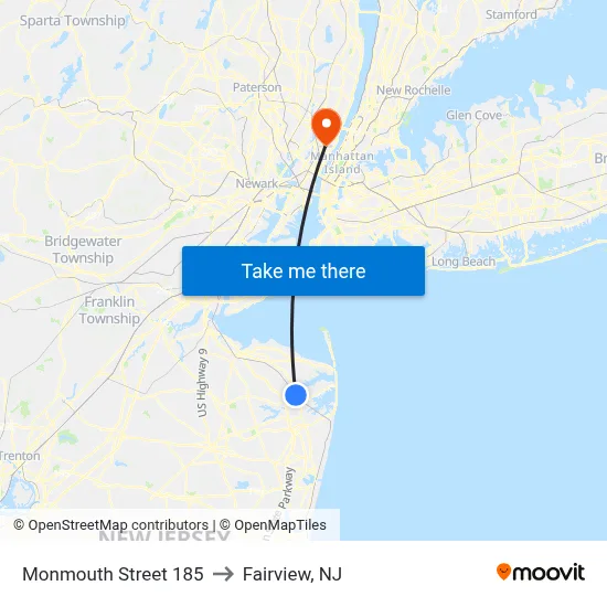 Monmouth Street 185 to Fairview, NJ map