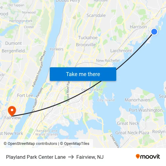 Playland Park Center Lane to Fairview, NJ map