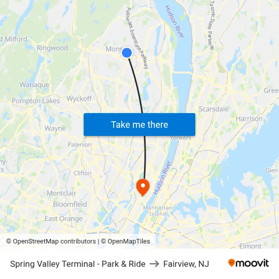Spring Valley Terminal - Park & Ride to Fairview, NJ map
