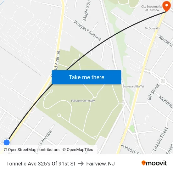 Tonnelle Ave 325's Of 91st St to Fairview, NJ map