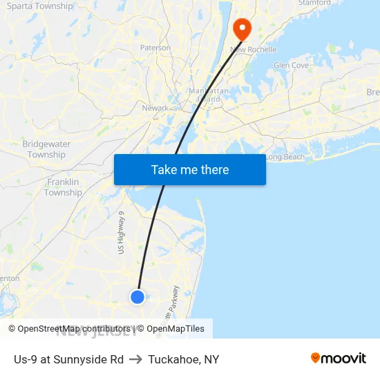 Us-9 at Sunnyside Rd to Tuckahoe, NY map