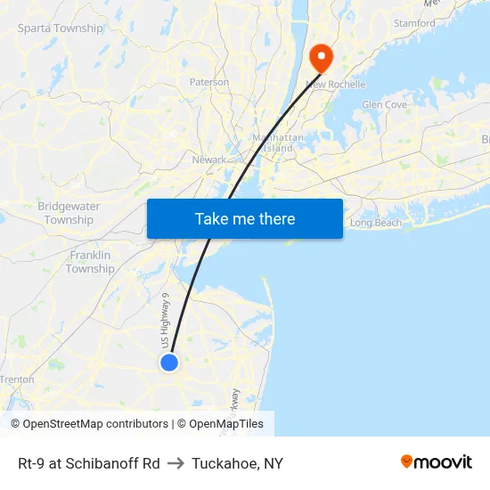 Rt-9 at Schibanoff Rd to Tuckahoe, NY map
