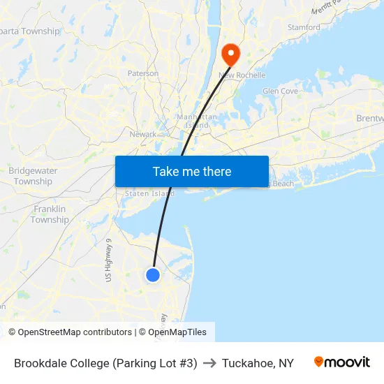 Brookdale College (Parking Lot #3) to Tuckahoe, NY map