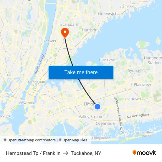 Hempstead Tp / Franklin to Tuckahoe, NY map