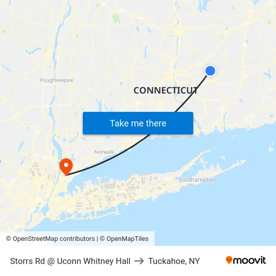 Storrs Rd @ Uconn Whitney Hall to Tuckahoe, NY map