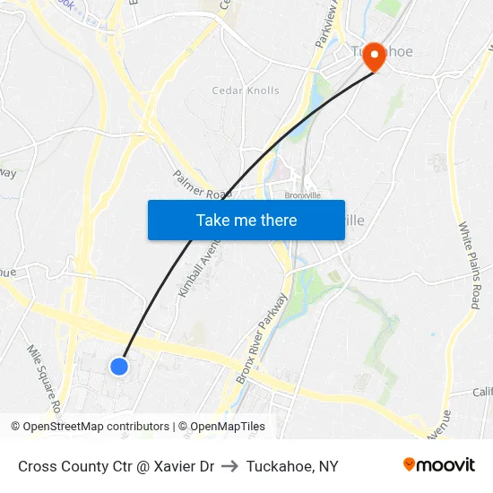 Cross County Ctr @ Xavier Dr to Tuckahoe, NY map
