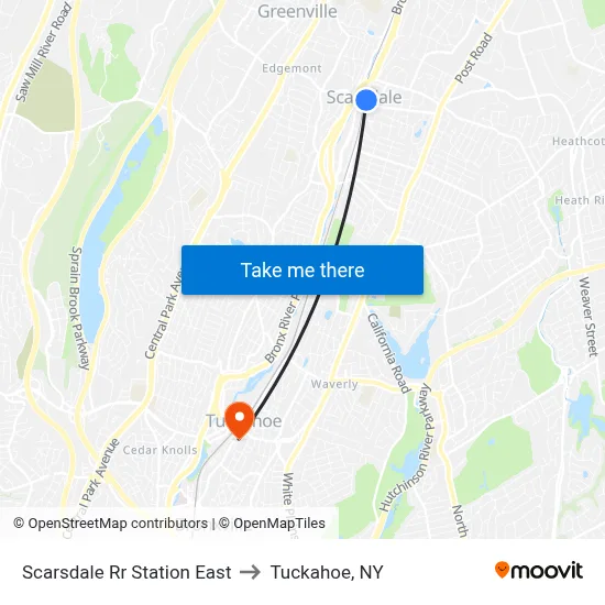 Scarsdale Rr Station East to Tuckahoe, NY map