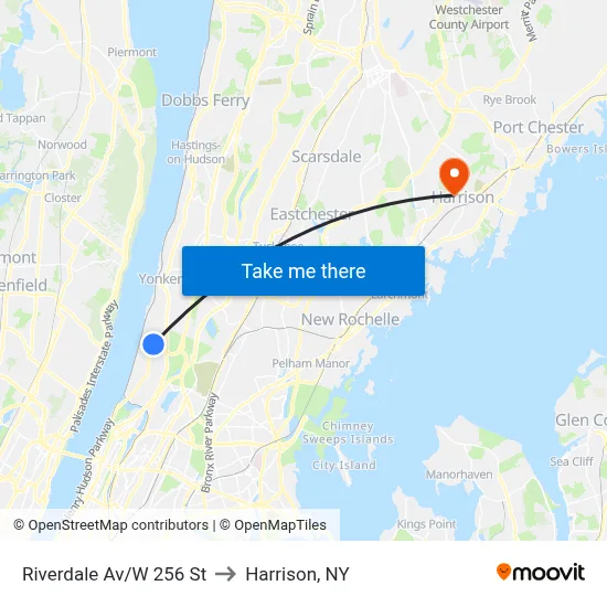 Riverdale Av/W 256 St to Harrison, NY map
