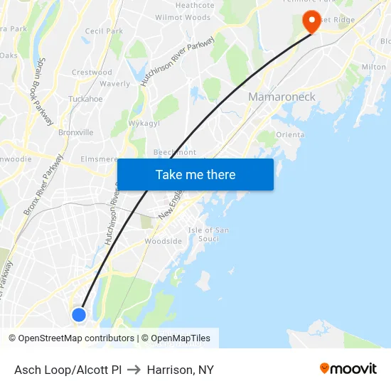 Asch Loop/Alcott Pl to Harrison, NY map