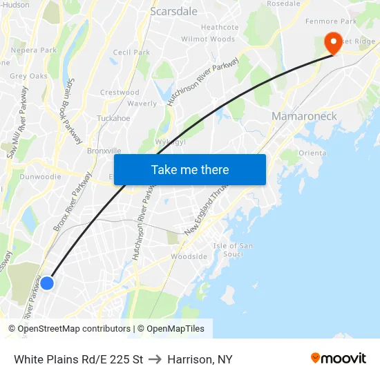 White Plains Rd/E 225 St to Harrison, NY map