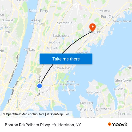 Boston Rd/Pelham Pkwy to Harrison, NY map