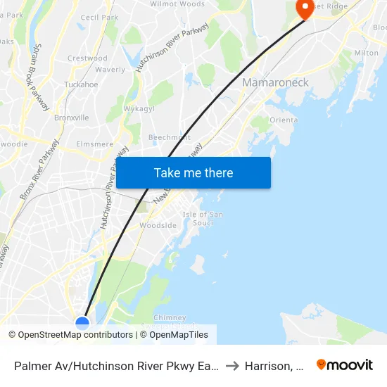 Palmer Av/Hutchinson River Pkwy East to Harrison, NY map