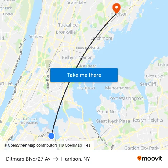 Ditmars Blvd/27 Av to Harrison, NY map