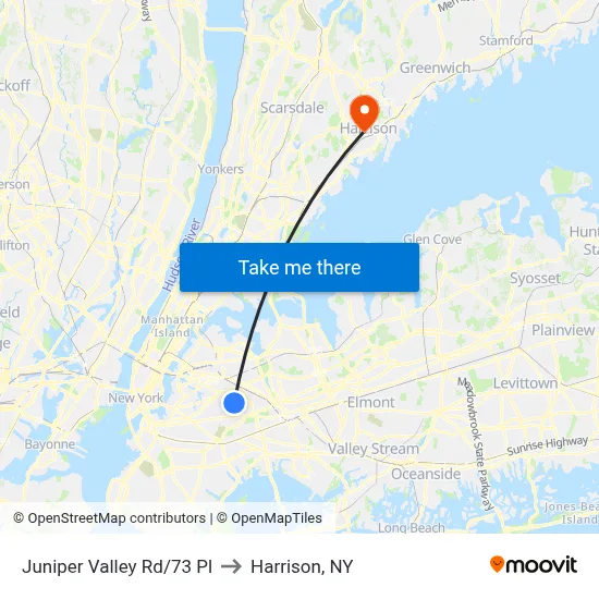 Juniper Valley Rd/73 Pl to Harrison, NY map