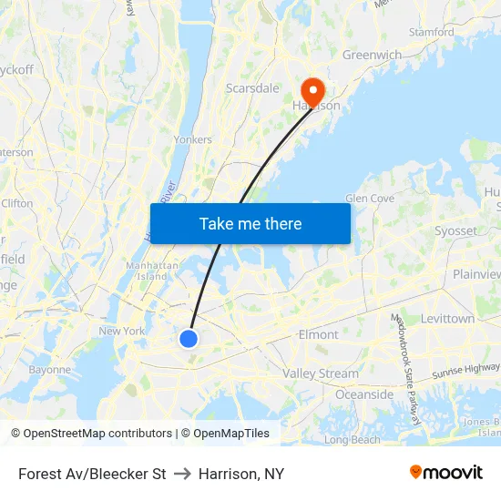 Forest Av/Bleecker St to Harrison, NY map