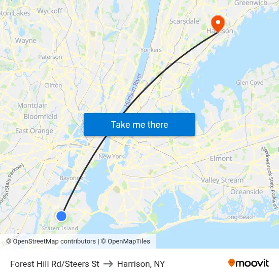 Forest Hill Rd/Steers  St to Harrison, NY map