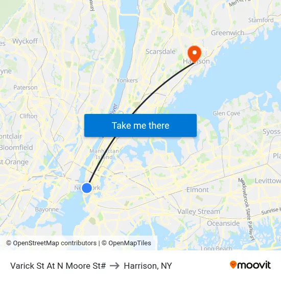 Varick St At N Moore St# to Harrison, NY map