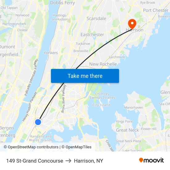 149 St-Grand Concourse to Harrison, NY map
