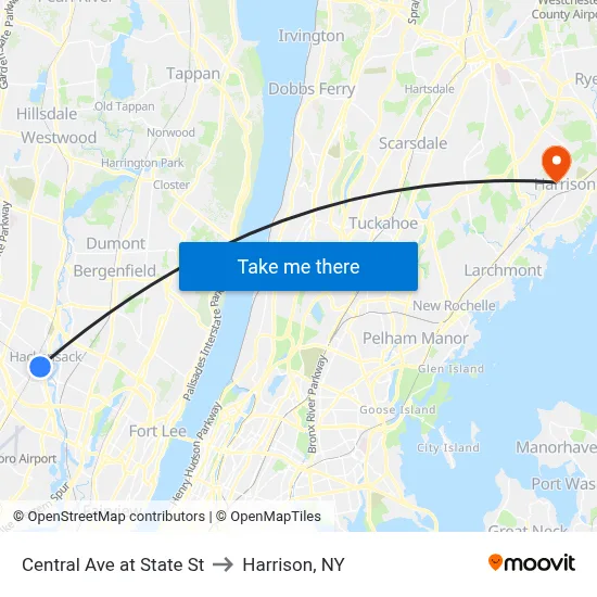 Central Ave at State St to Harrison, NY map