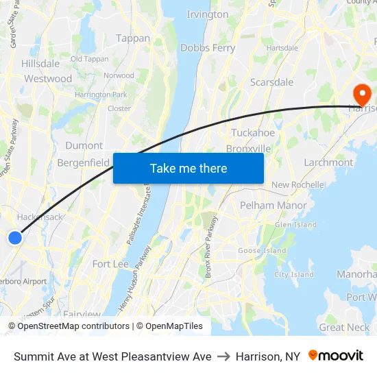Summit Ave at West Pleasantview Ave to Harrison, NY map