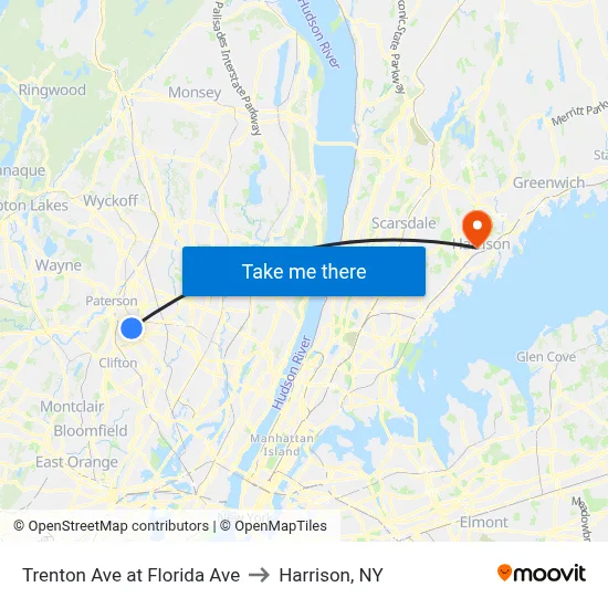 Trenton Ave at Florida Ave to Harrison, NY map