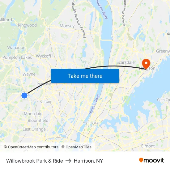 Willowbrook Park & Ride to Harrison, NY map