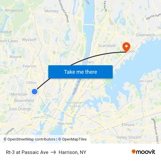 Rt-3 at Passaic Ave to Harrison, NY map