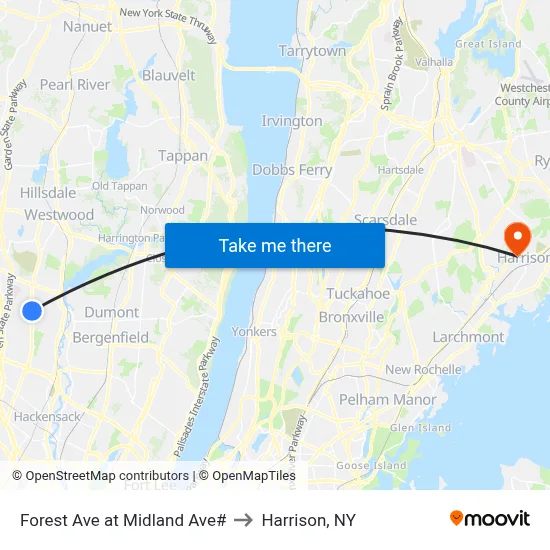 Forest Ave at Midland Ave# to Harrison, NY map