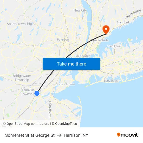 Somerset St at George St to Harrison, NY map