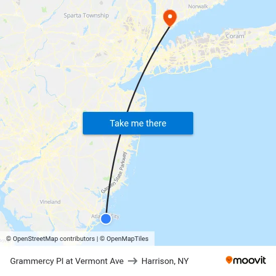 Grammercy Pl at Vermont Ave to Harrison, NY map