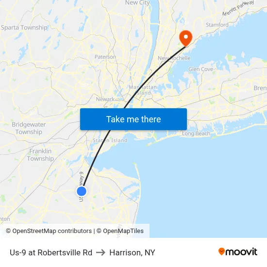 Us-9 at Robertsville Rd to Harrison, NY map