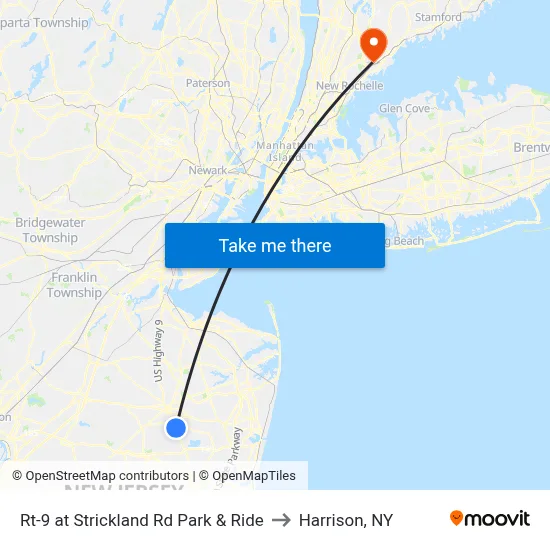 Rt-9 at Strickland Rd Park & Ride to Harrison, NY map