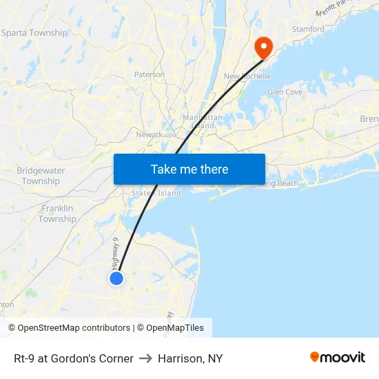 Rt-9 at Gordon's Corner to Harrison, NY map