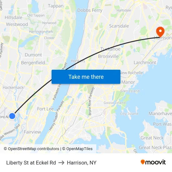 Liberty St at Eckel Rd to Harrison, NY map