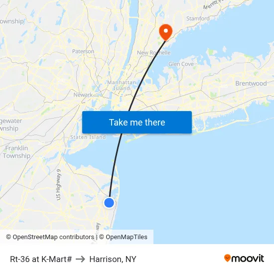 Rt-36 at K-Mart# to Harrison, NY map