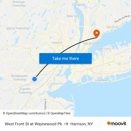West Front St at Waynewood Pk to Harrison, NY map