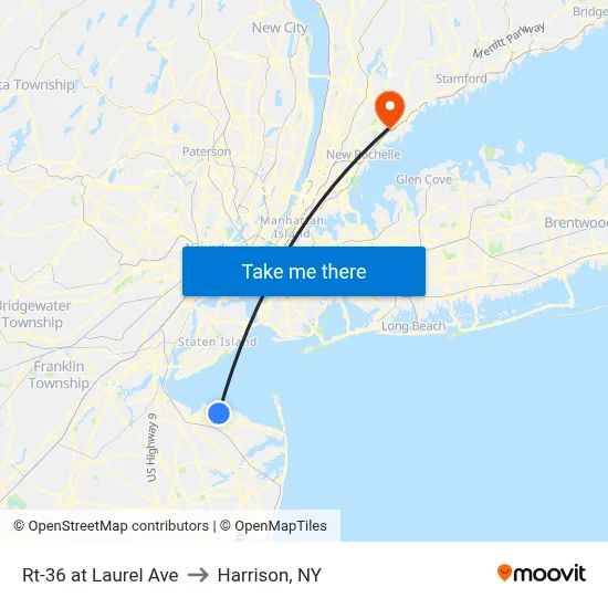 Rt-36 at Laurel Ave to Harrison, NY map