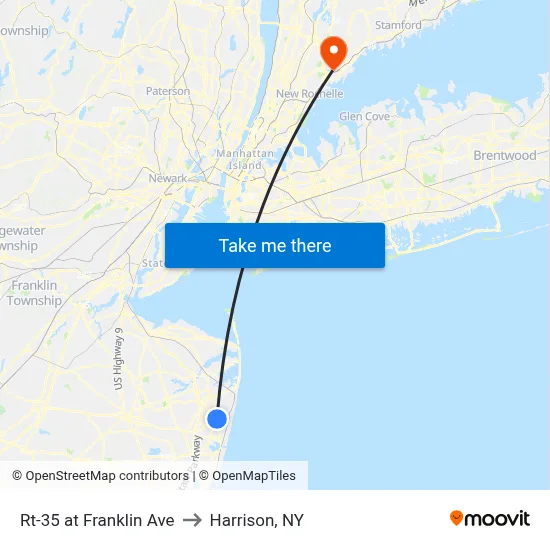 Rt-35 at Franklin Ave to Harrison, NY map