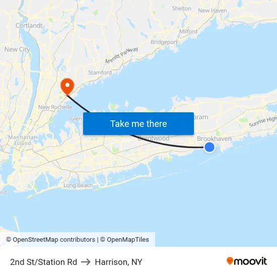 2nd St/Station Rd to Harrison, NY map