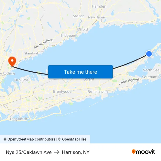 Nys 25/Oaklawn Ave to Harrison, NY map