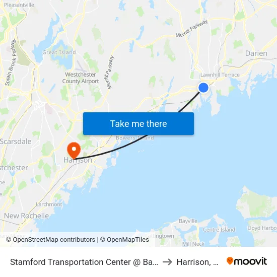 Stamford Transportation Center @ Bay F to Harrison, NY map