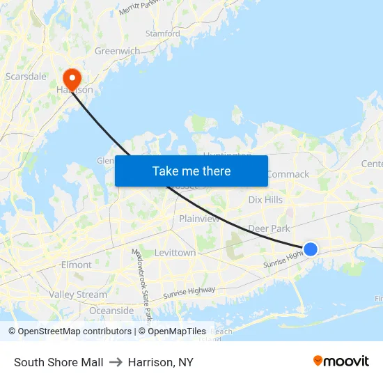 South Shore Mall to Harrison, NY map