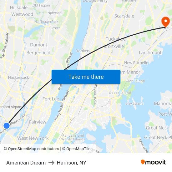 American Dream to Harrison, NY map