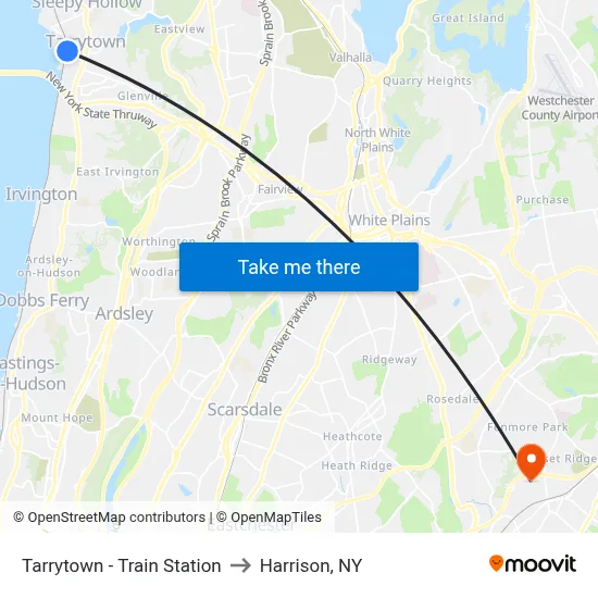 Tarrytown - Train Station to Harrison, NY map