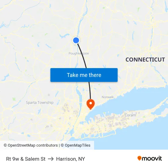 Rt 9w & Salem St to Harrison, NY map
