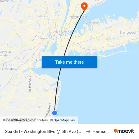 Sea Girt - Washington Blvd @ 5th Ave (Northbound) to Harrison, NY map