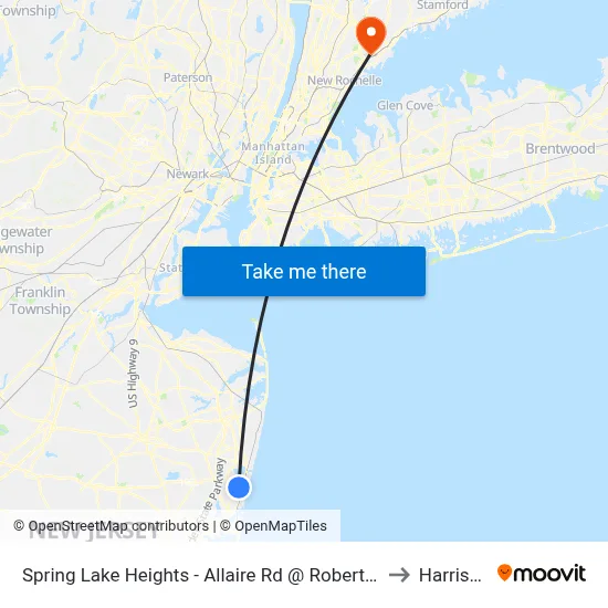 Spring Lake Heights - Allaire Rd @ Robertson Park (Southbound) to Harrison, NY map
