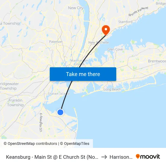 Keansburg -  Main St @ E Church St (Northbound) to Harrison, NY map