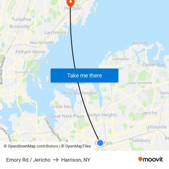 Emory Rd / Jericho to Harrison, NY map